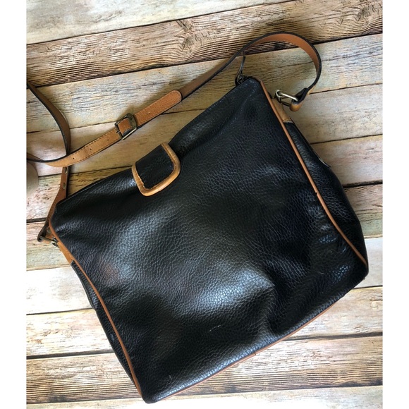 Vintage Black Pebbled Leather Crossbody Purse Bag - Picture 4 of 8